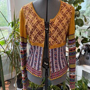 Authentic vintage Kenzo multicolour patterned knit cardigan sweater. 💛